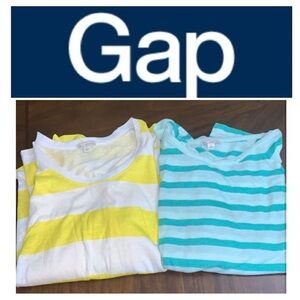 🎭 Bundle GAP 2 Striped Tops Green Yellow Small EUC